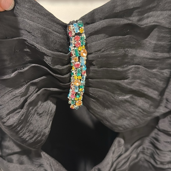 NWT SANDRO Falbala Noir Embellished Midi Party Dress size 38 - Picture 3 of 8